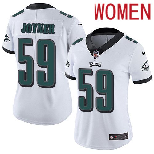 Women Philadelphia Eagles #59 Seth Joyner Nike White Vapor Limited NFL Jersey->women nfl jersey->Women Jersey